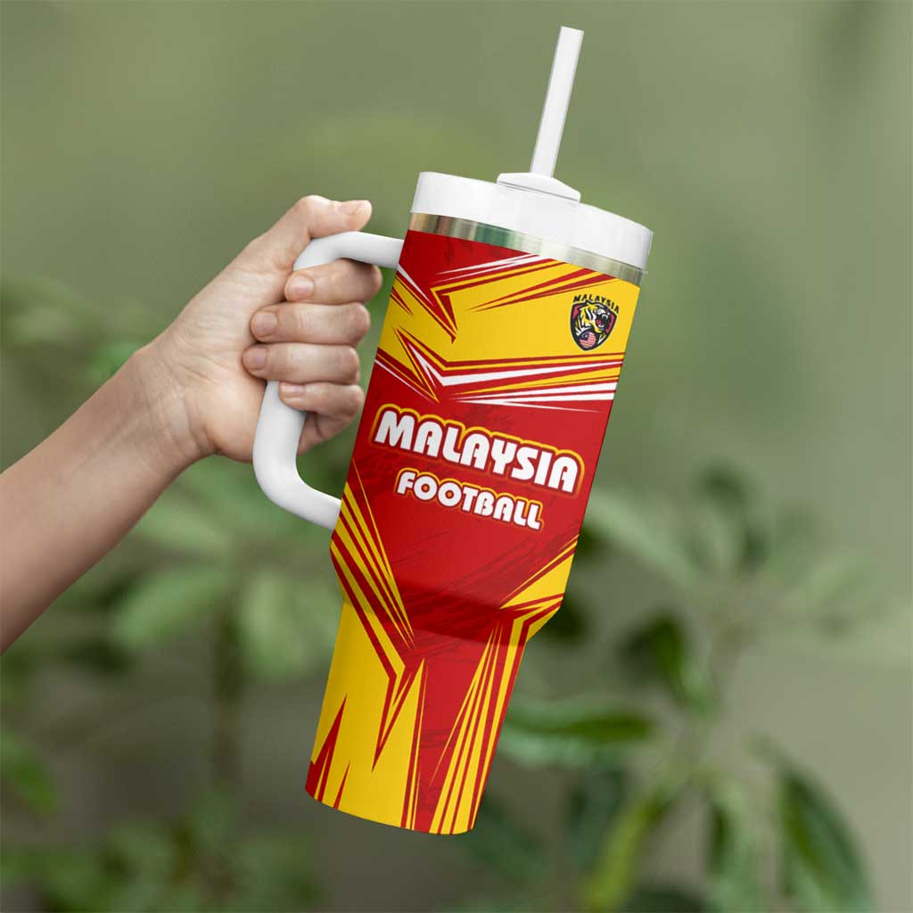 Malaysia Football Tumbler With Handle with Roaring Tiger and Red Yellow National Colors