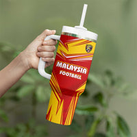 Malaysia Football Tumbler With Handle with Roaring Tiger and Red Yellow National Colors