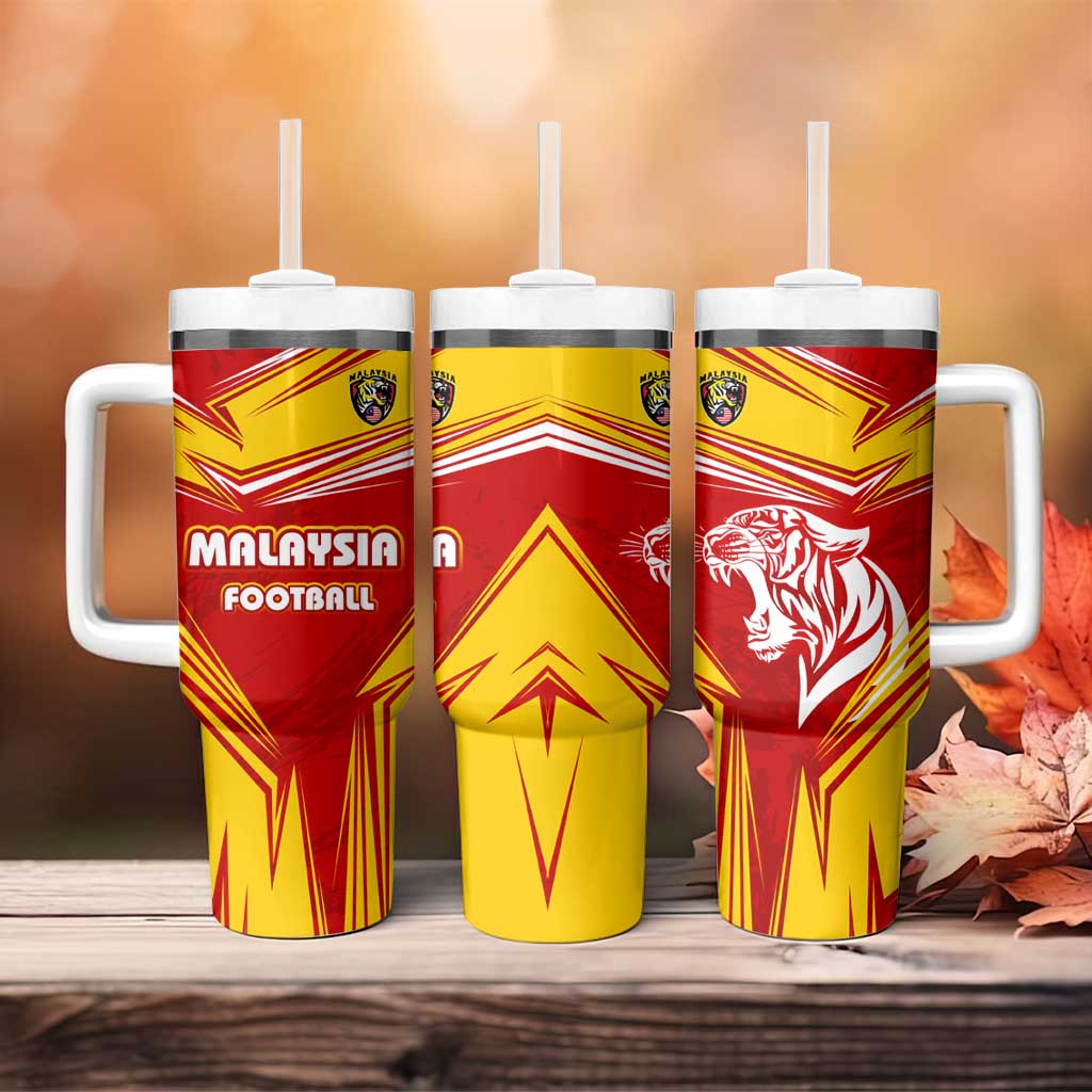 Malaysia Football Tumbler With Handle with Roaring Tiger and Red Yellow National Colors