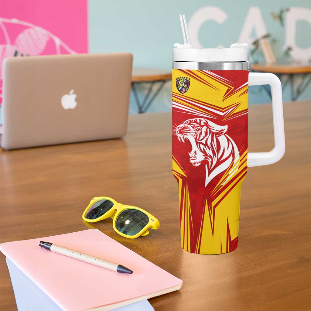 Malaysia Football Tumbler With Handle with Roaring Tiger and Red Yellow National Colors