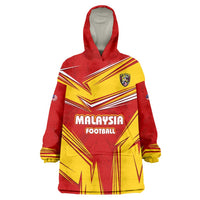 Malaysia Football Wearable Blanket Hoodie with Roaring Tiger and Red Yellow National Colors