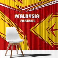 Malaysia Football Window Curtain with Roaring Tiger and Red Yellow National Colors