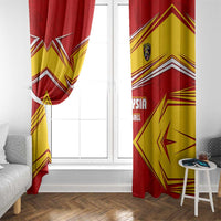 Malaysia Football Window Curtain with Roaring Tiger and Red Yellow National Colors