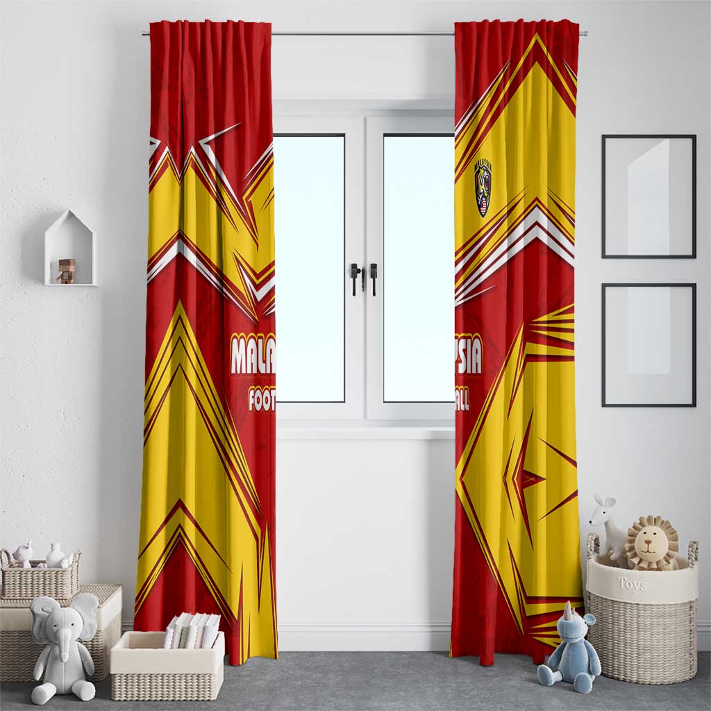 Malaysia Football Window Curtain with Roaring Tiger and Red Yellow National Colors