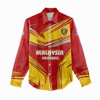 Malaysia Football Women Casual Shirt with Roaring Tiger and Red Yellow National Colors