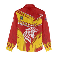 Malaysia Football Women Casual Shirt with Roaring Tiger and Red Yellow National Colors