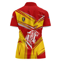 Malaysia Football Women Polo Shirt with Roaring Tiger and Red Yellow National Colors