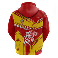 Malaysia Football Zip Hoodie with Roaring Tiger and Red Yellow National Colors