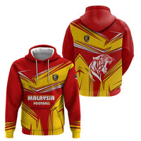 Malaysia Football Zip Hoodie with Roaring Tiger and Red Yellow National Colors