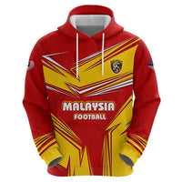 Malaysia Football Zip Hoodie with Roaring Tiger and Red Yellow National Colors