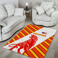 Malaysia National Crest Area Rug with Red Tiger and Traditional Batik Yellow White