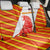 Malaysia National Crest Back Car Seat Cover with Red Tiger and Traditional Batik Yellow White