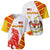 Malaysia National Crest Baseball Jersey with Red Tiger and Traditional Batik Yellow White