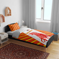 Malaysia National Crest Bedding Set with Red Tiger and Traditional Batik Yellow White