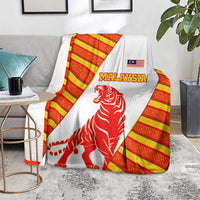 Malaysia National Crest Blanket with Red Tiger and Traditional Batik Yellow White