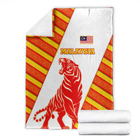 Malaysia National Crest Blanket with Red Tiger and Traditional Batik Yellow White
