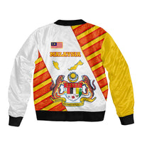 Malaysia National Crest Bomber Jacket with Red Tiger and Traditional Batik Yellow White