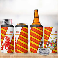 Malaysia National Crest 4 in 1 Can Cooler Tumbler with Red Tiger and Traditional Batik Yellow White