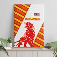 Malaysia National Crest Canvas Wall Art with Red Tiger and Traditional Batik Yellow White