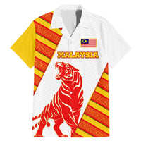 Malaysia National Crest Family Matching Mermaid Dress and Hawaiian Shirt with Red Tiger and Traditional Batik Yellow White