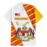 Malaysia National Crest Family Matching Mermaid Dress and Hawaiian Shirt with Red Tiger and Traditional Batik Yellow White