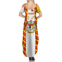 Malaysia National Crest Family Matching Summer Maxi Dress and Hawaiian Shirt with Red Tiger and Traditional Batik Yellow White