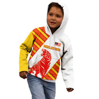 Malaysia National Crest Kid Hoodie with Red Tiger and Traditional Batik Yellow White