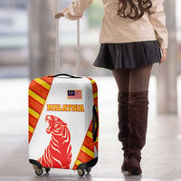 Malaysia National Crest Luggage Cover with Red Tiger and Traditional Batik Yellow White