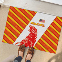 Malaysia National Crest Rubber Doormat with Red Tiger and Traditional Batik Yellow White