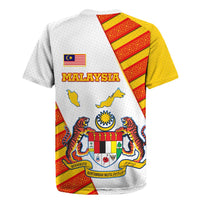 Malaysia National Crest Rugby Jersey with Red Tiger and Traditional Batik Yellow White