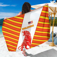 Malaysia National Crest Sarong with Red Tiger and Traditional Batik Yellow White