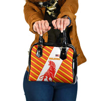 Malaysia National Crest Shoulder Handbag with Red Tiger and Traditional Batik Yellow White