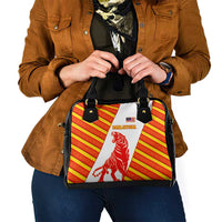 Malaysia National Crest Shoulder Handbag with Red Tiger and Traditional Batik Yellow White