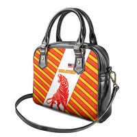 Malaysia National Crest Shoulder Handbag with Red Tiger and Traditional Batik Yellow White