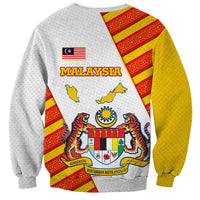 Malaysia National Crest Sweatshirt with Red Tiger and Traditional Batik Yellow White