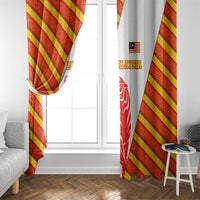 Malaysia National Crest Window Curtain with Red Tiger and Traditional Batik Yellow White