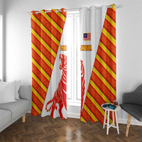 Malaysia National Crest Window Curtain with Red Tiger and Traditional Batik Yellow White