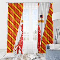 Malaysia National Crest Window Curtain with Red Tiger and Traditional Batik Yellow White