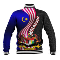 Malaysia Coat of Arms Baseball Jacket with National Flag and Black Batik Pattern