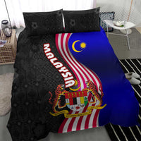 Malaysia Coat of Arms Bedding Set with National Flag and Black Batik Pattern