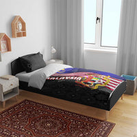 Malaysia Coat of Arms Bedding Set with National Flag and Black Batik Pattern