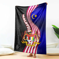 Malaysia Coat of Arms Blanket with National Flag and Black Batik Pattern