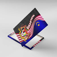 Malaysia Coat of Arms Canvas Wall Art with National Flag and Black Batik Pattern