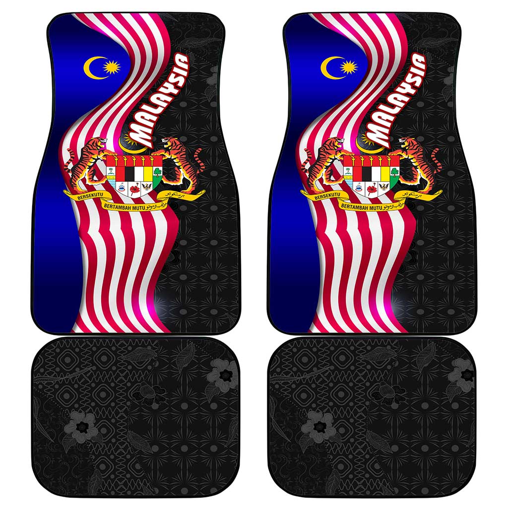 Malaysia Coat of Arms Car Mats with National Flag and Black Batik Pattern