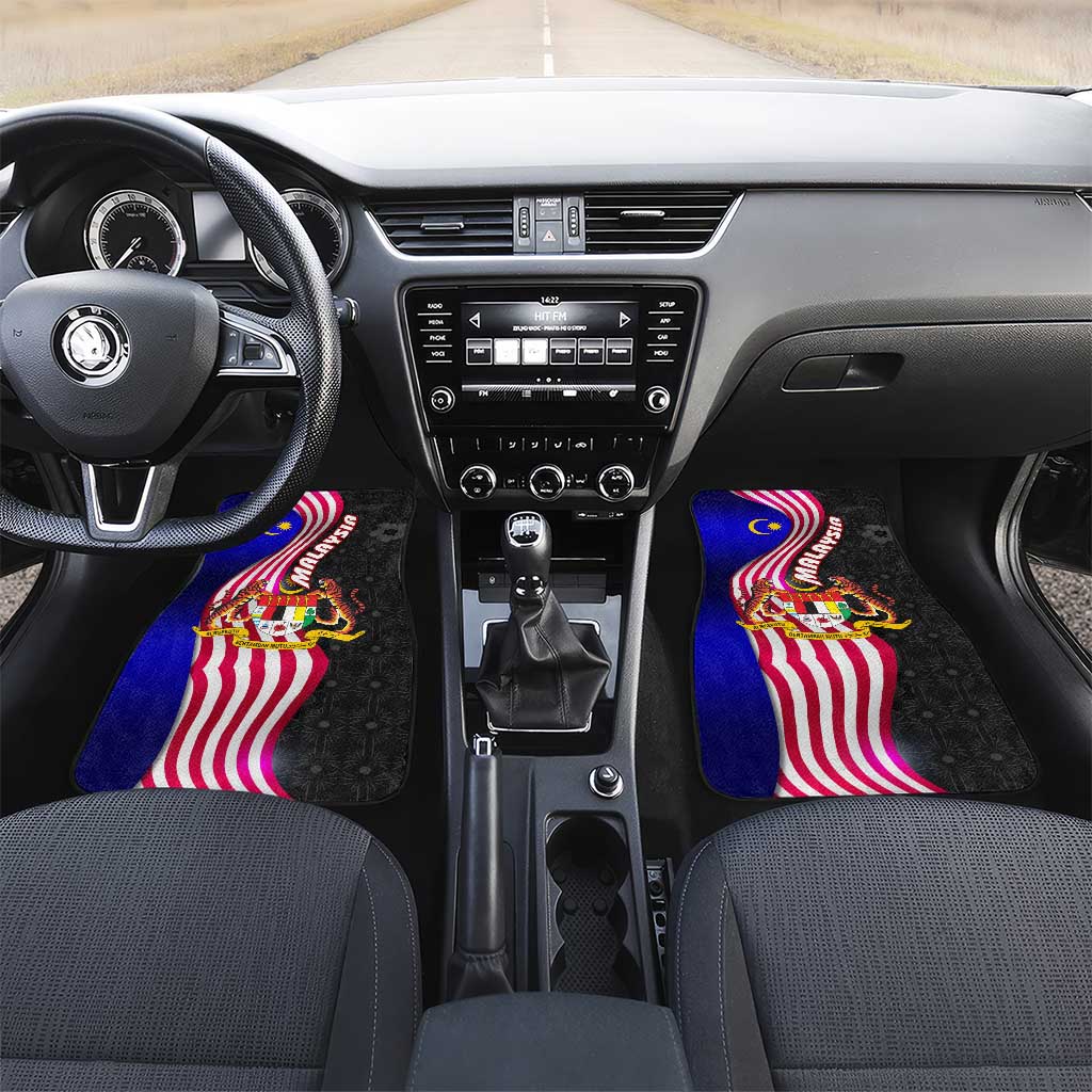 Malaysia Coat of Arms Car Mats with National Flag and Black Batik Pattern