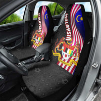 Malaysia Coat of Arms Car Seat Cover with National Flag and Black Batik Pattern