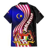 Malaysia Coat of Arms Family Matching Mermaid Dress and Hawaiian Shirt with National Flag and Black Batik Pattern