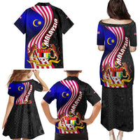 Malaysia Coat of Arms Family Matching Puletasi and Hawaiian Shirt with National Flag and Black Batik Pattern