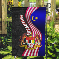 Malaysia Coat of Arms Garden Flag with National Flag and Black Batik Pattern