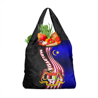 Malaysia Coat of Arms Grocery Bag with National Flag and Black Batik Pattern